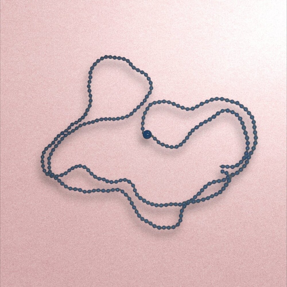 Vintage Blue Glass Beaded Necklace With Circular Clasp Closure